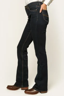Katherine Womens Mid-Rise Bootleg Jeans - Dark Blue