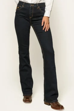 Katherine Womens Mid-Rise Bootleg Jeans - Dark Blue