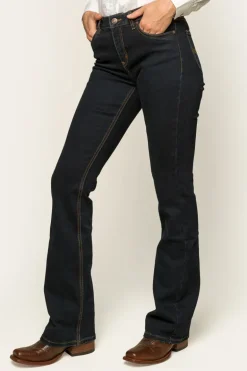 Katherine Womens Mid-Rise Bootleg Jeans - Dark Blue
