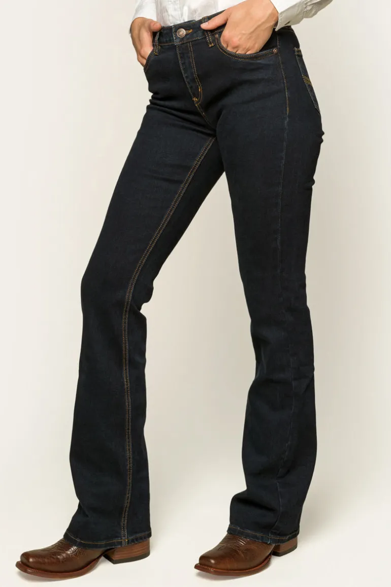 Katherine Womens Mid-Rise Bootleg Jeans - Dark Blue