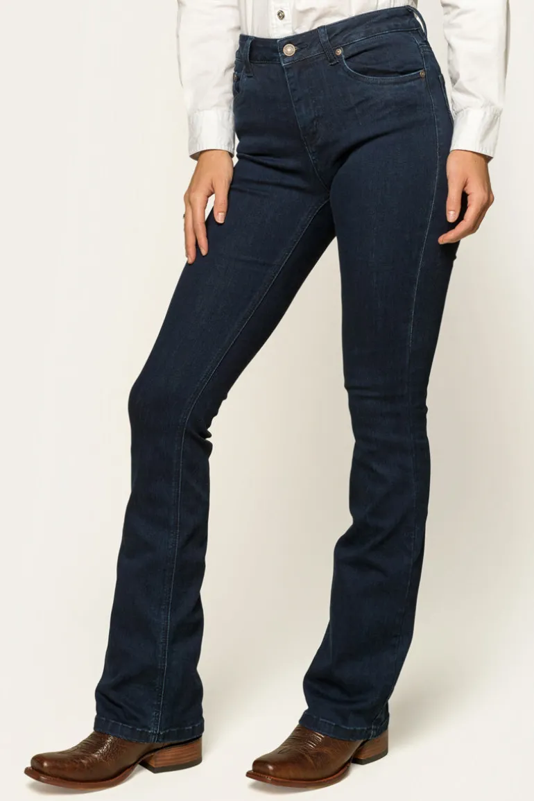Katherine Womens Mid-Rise Bootleg Jeans - Indigo Blue