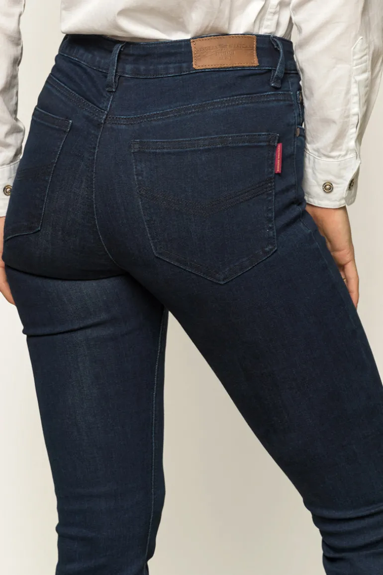 Katherine Womens Mid-Rise Bootleg Jeans - Indigo Blue