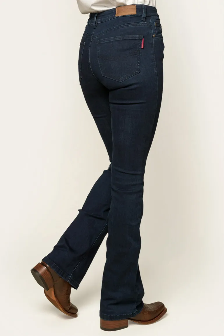Katherine Womens Mid-Rise Bootleg Jeans - Indigo Blue