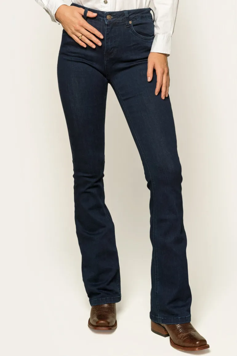 Katherine Womens Mid-Rise Bootleg Jeans - Indigo Blue