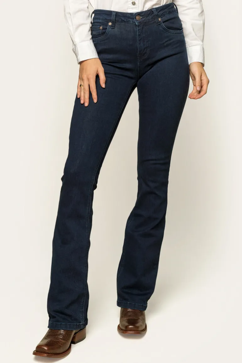 Katherine Womens Mid-Rise Bootleg Jeans - Indigo Blue