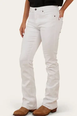Katherine Womens Mid-Rise Bootleg Jeans - White