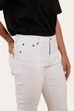 Katherine Womens Mid-Rise Bootleg Jeans - White