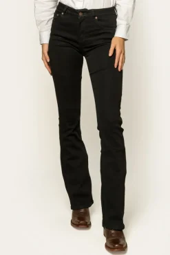Katherine Womens Mid-Rise Bootleg Jeans - Black
