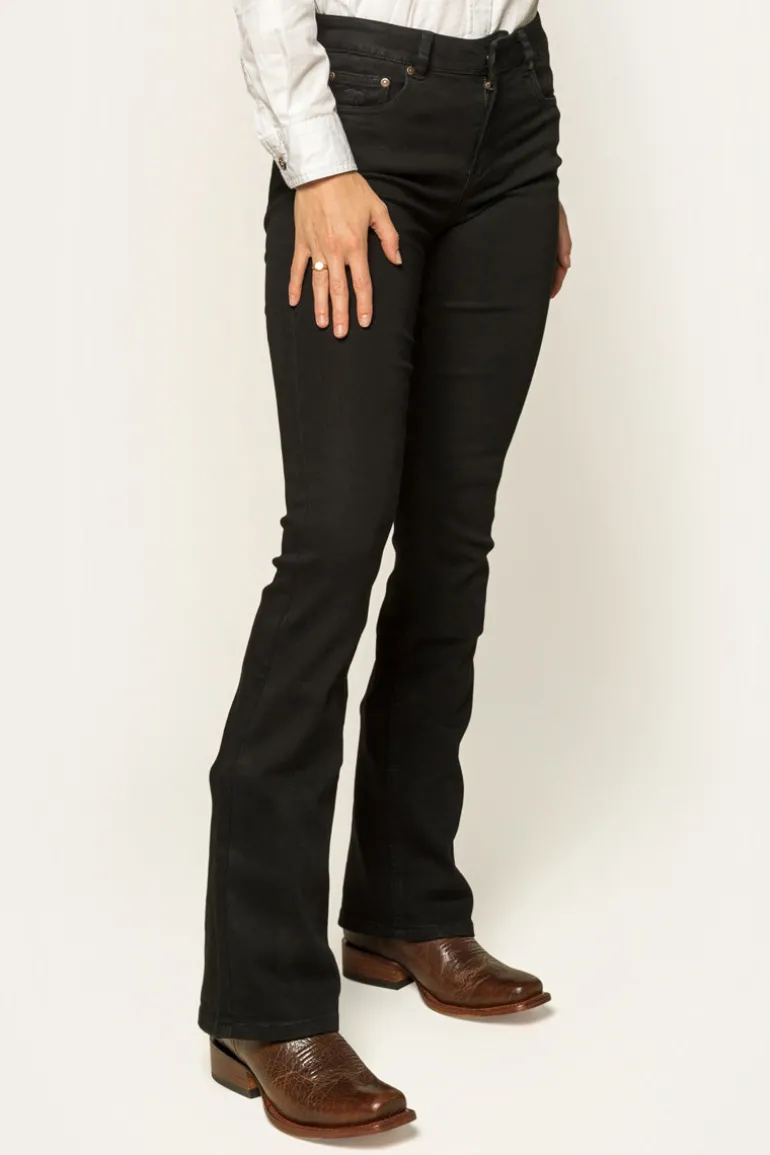 Katherine Womens Mid-Rise Bootleg Jeans - Black