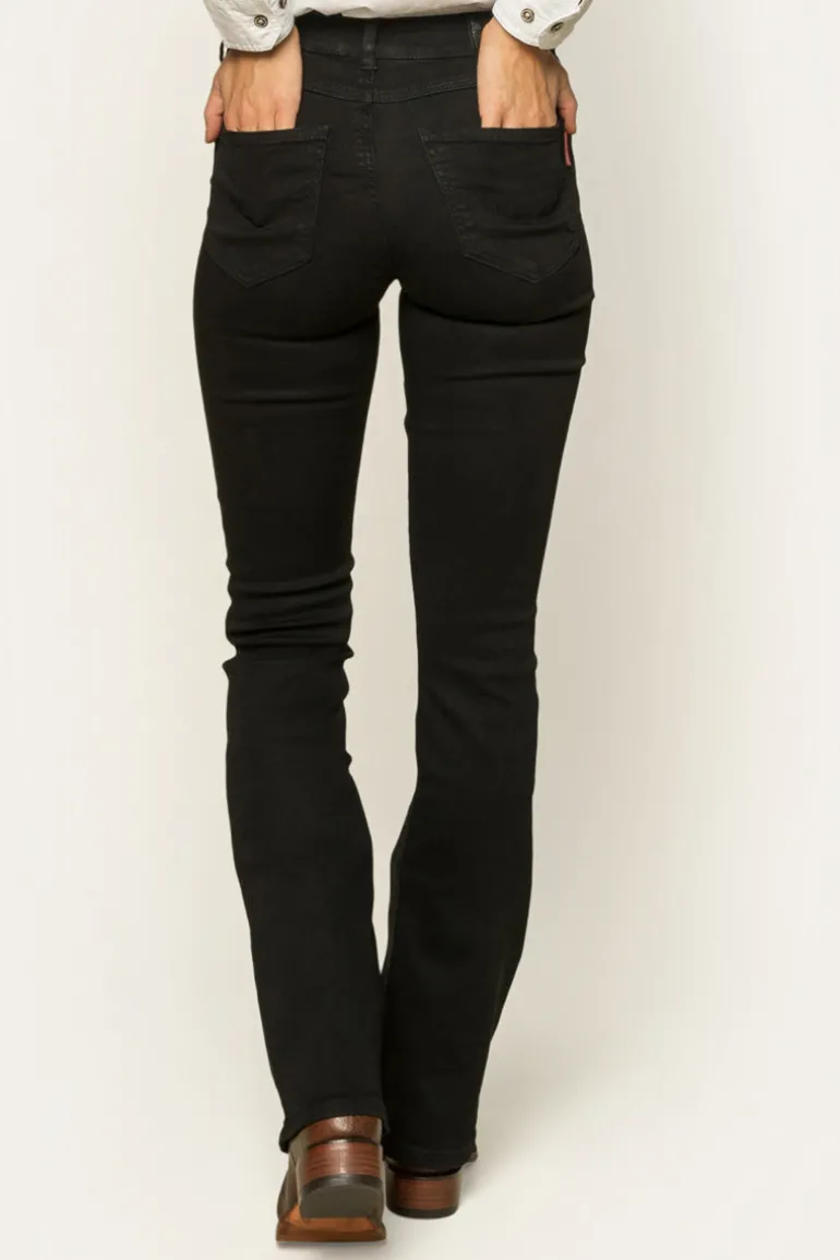 Katherine Womens Mid-Rise Bootleg Jeans - Black