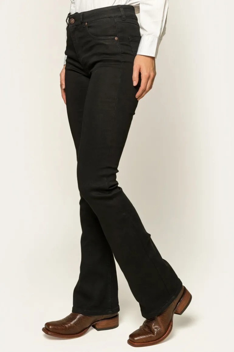 Katherine Womens Mid-Rise Bootleg Jeans - Black