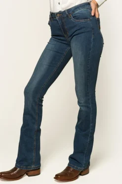 Katherine Womens Mid-Rise Bootleg Jeans - Classic Blue