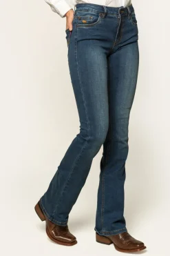 Katherine Womens Mid-Rise Bootleg Jeans - Classic Blue