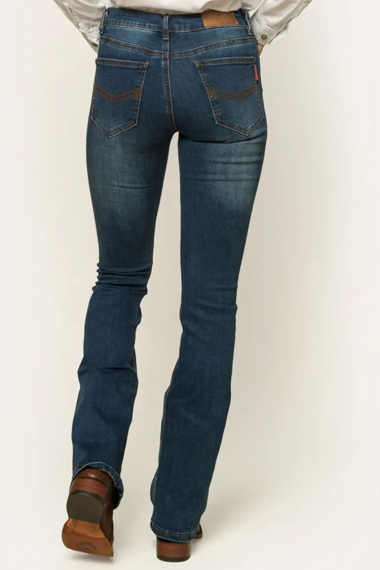 Katherine Womens Mid-Rise Bootleg Jeans - Classic Blue