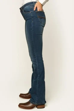 Katherine Womens Mid-Rise Bootleg Jeans - Classic Blue