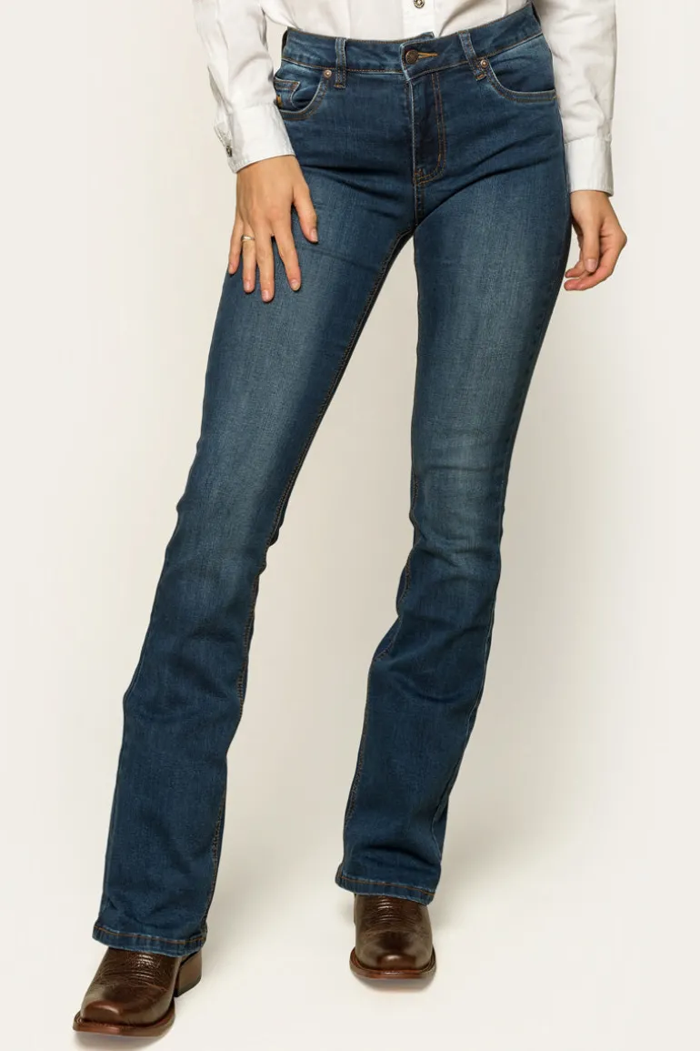 Katherine Womens Mid-Rise Bootleg Jeans - Classic Blue