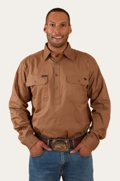 King River Half Button Work Shirt - Clay