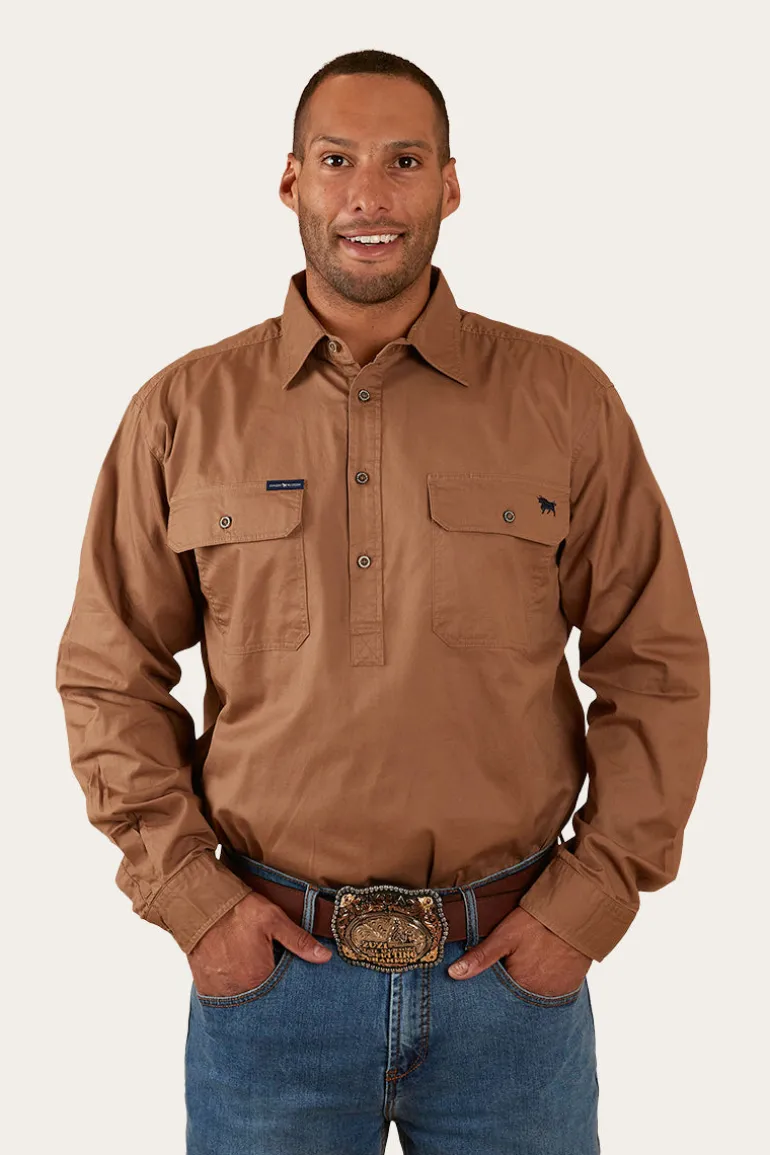 King River Half Button Work Shirt - Clay