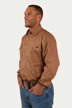 King River Half Button Work Shirt - Clay