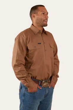 King River Half Button Work Shirt - Clay