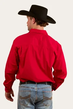 King River Half Button Work Shirt - Red