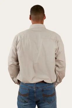 King River Half Button Work Shirt - Beige