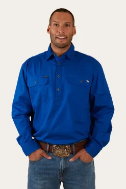 King River Half Button Work Shirt - Royal Blue