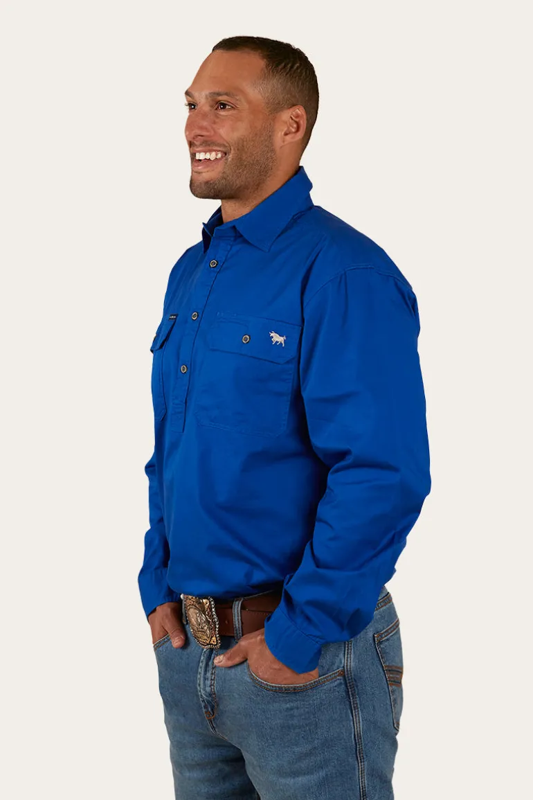 King River Half Button Work Shirt - Royal Blue