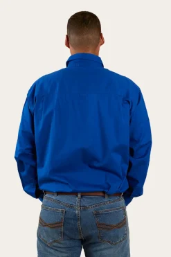 King River Half Button Work Shirt - Royal Blue