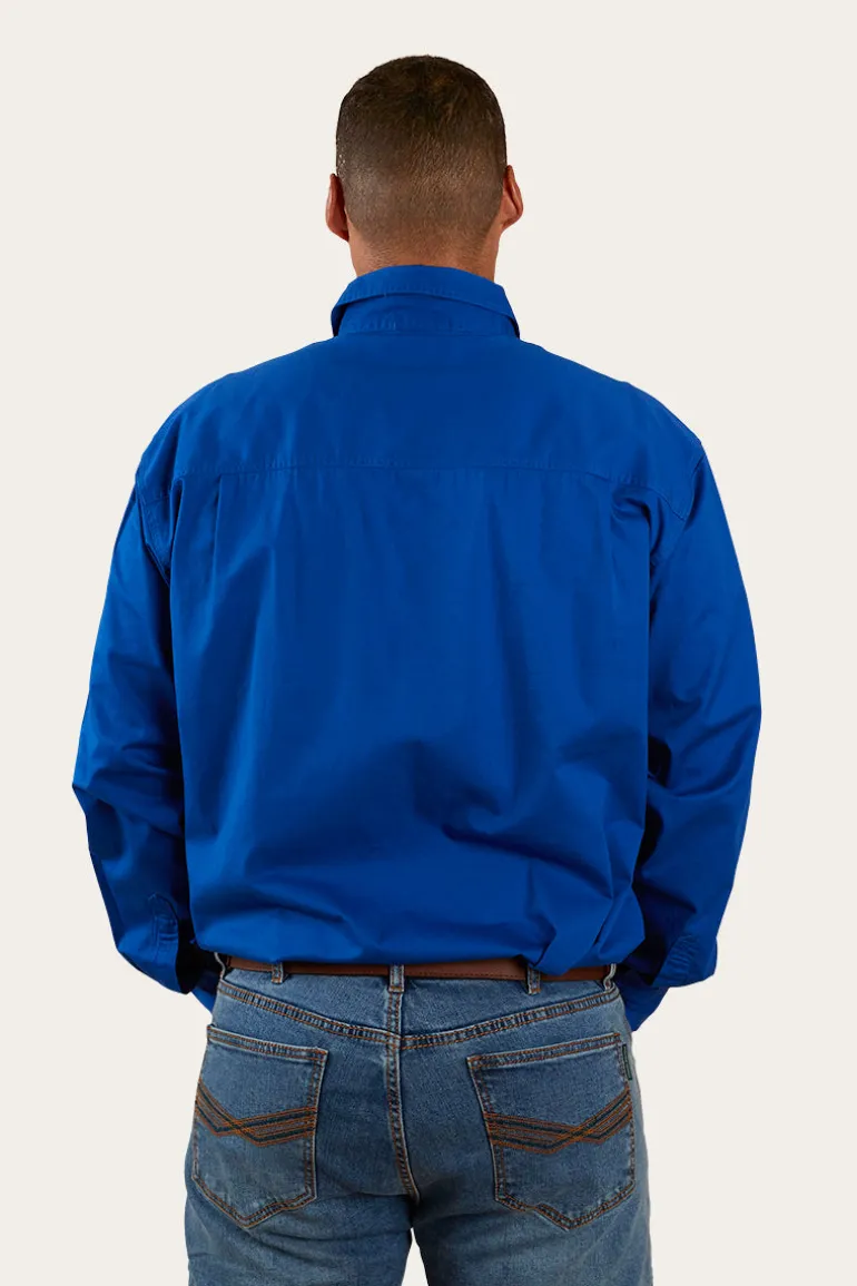 King River Half Button Work Shirt - Royal Blue