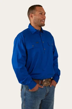 King River Half Button Work Shirt - Royal Blue