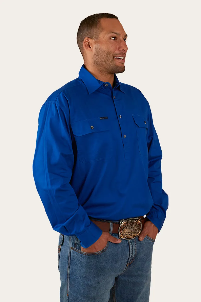 King River Half Button Work Shirt - Royal Blue