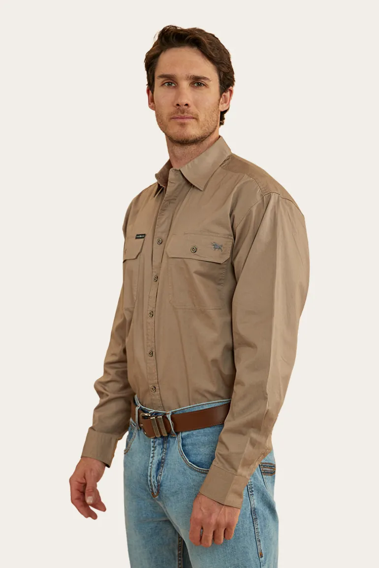 King River Mens Full Button Work Shirt - Mushroom
