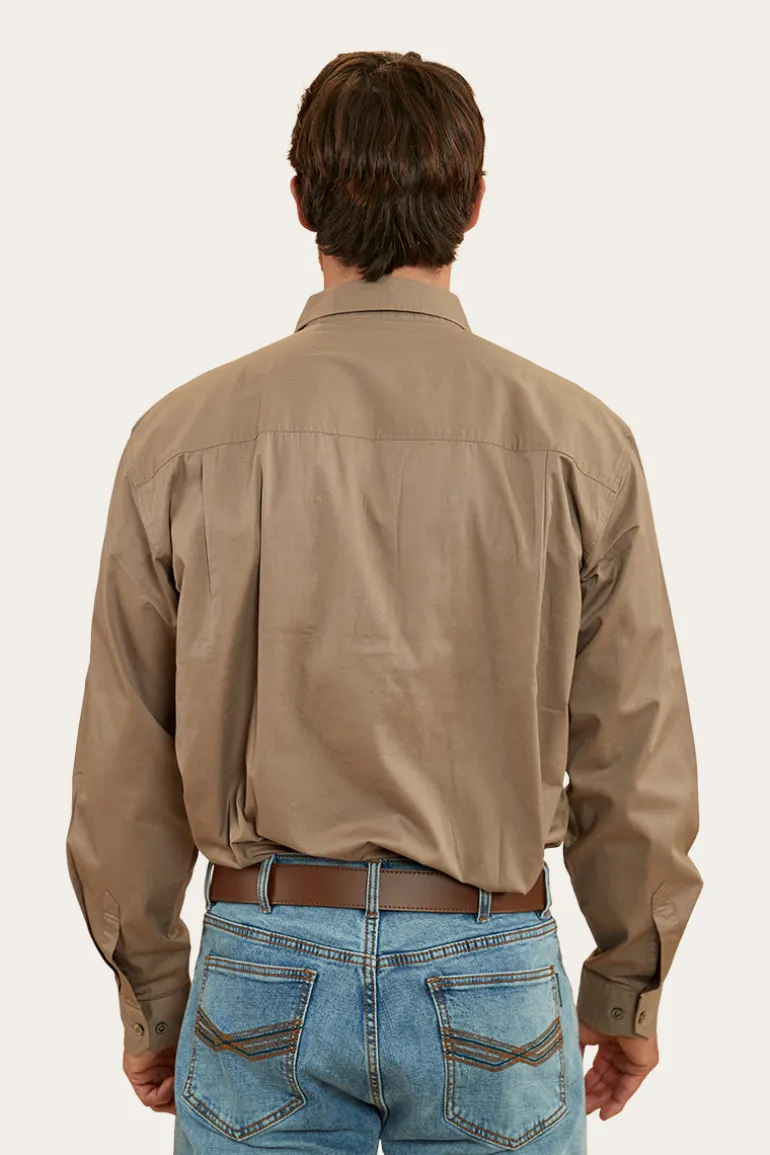 King River Mens Full Button Work Shirt - Mushroom