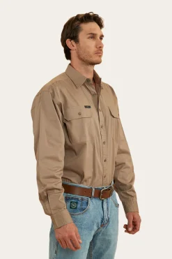 King River Mens Full Button Work Shirt - Mushroom