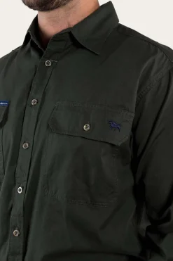 King River Mens Full Button Work Shirt - Cargo Khaki