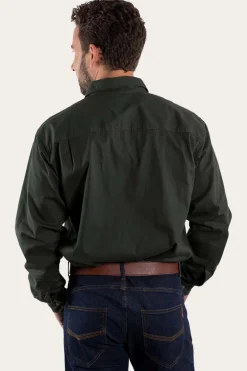 King River Mens Full Button Work Shirt - Cargo Khaki