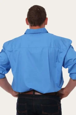 King River Mens Full Button Work Shirt - Blue