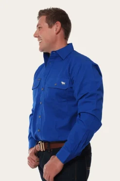 King River Mens Full Button Work Shirt - Royal Blue