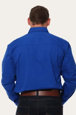King River Mens Full Button Work Shirt - Royal Blue