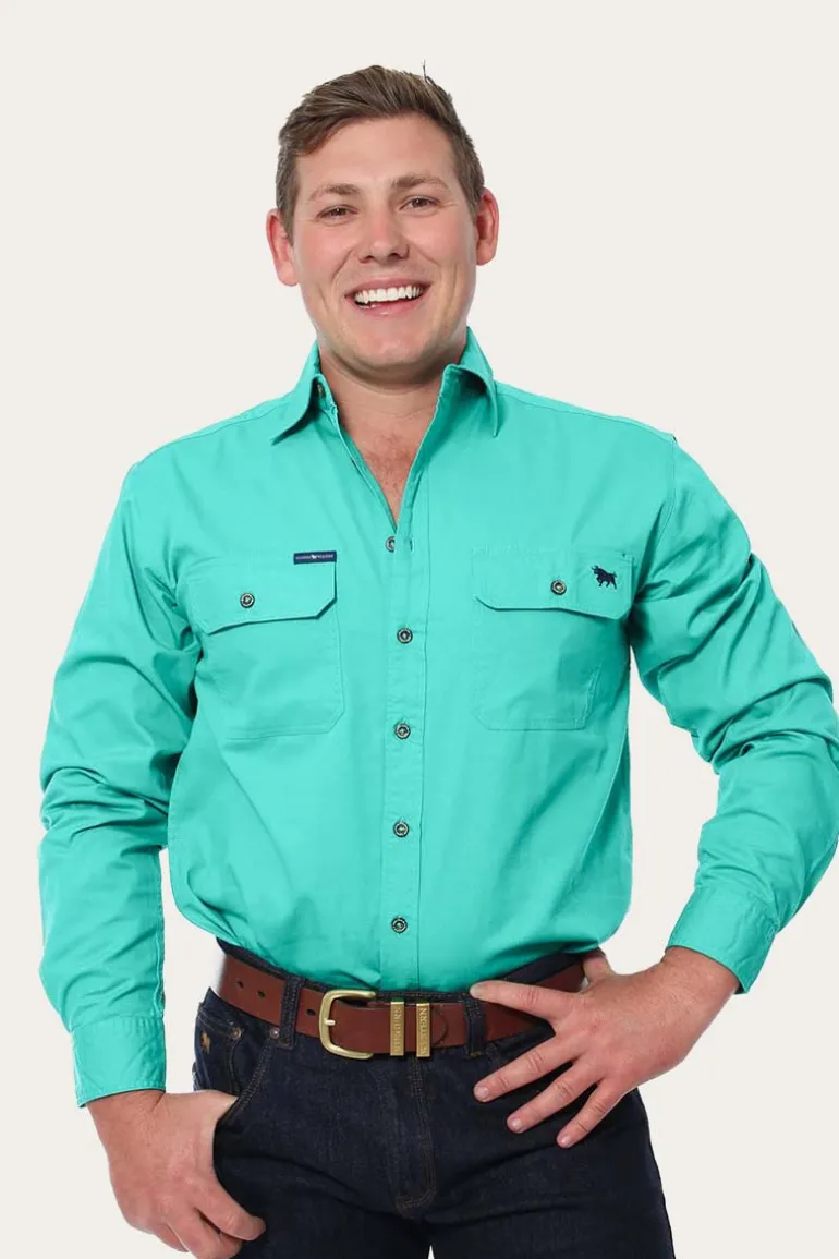 King River Mens Full Button Work Shirt - Mint
