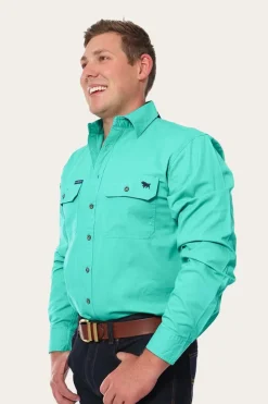 King River Mens Full Button Work Shirt - Mint