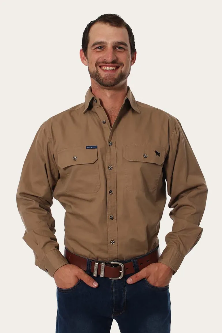 King River Mens Full Button Work Shirt - Clay