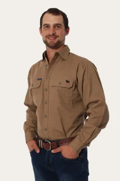 King River Mens Full Button Work Shirt - Clay