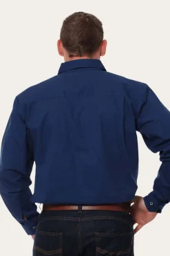 King River Mens Full Button Work Shirt - Navy