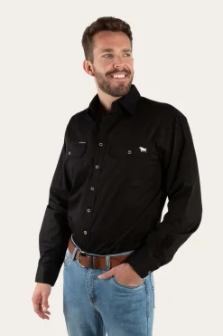 King River Mens Full Button Work Shirt - Black