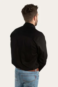 King River Mens Full Button Work Shirt - Black