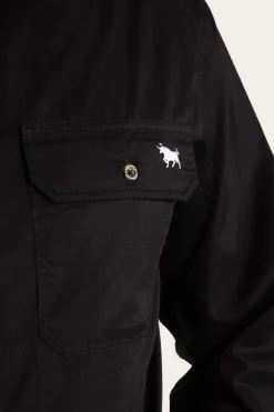 King River Mens Full Button Work Shirt - Black