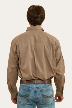 King River Mens Half Button Work Shirt - Mushroom