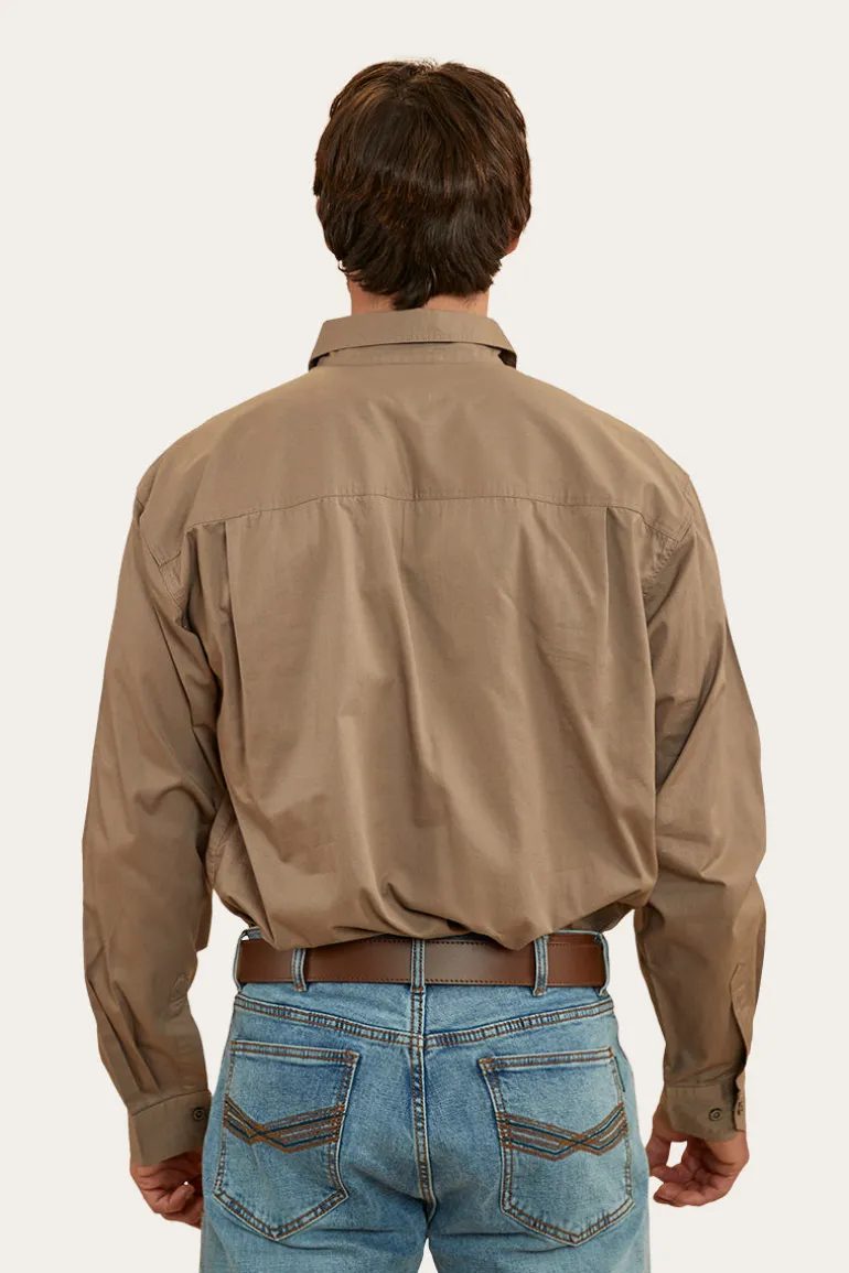 King River Mens Half Button Work Shirt - Mushroom